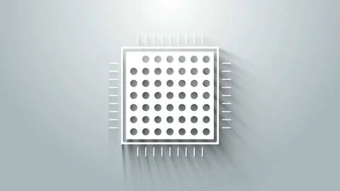 White Processor icon isolated on grey background. CPU, central processing unit Video stock 145696735