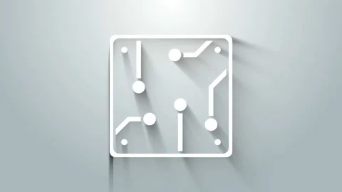 White Processor icon isolated on grey background. CPU, central processing unit Stock Footage 145699795