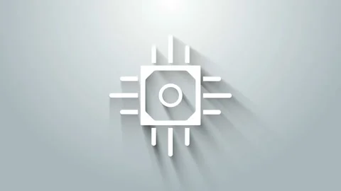 White Processor icon isolated on grey background. CPU, central processing unit Video stock 145699868