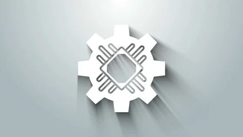 White Processor icon isolated on grey background. CPU, central processing unit Video stock 145699981
