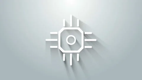 White Processor icon isolated on grey background. CPU, central processing unit Video stock 145700068