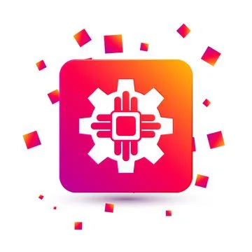 White Processor icon isolated on white background. CPU, central processing unit Stockillustratie