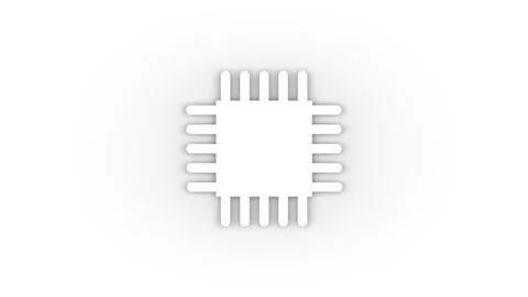 White processor icon with shadow isolated on white background. Stock Footage 209120426
