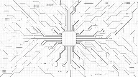 White Processor with Pale Circuit Connections Vector Stock Illustration