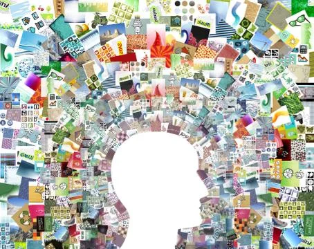 White profile head on images patchwork Stock Illustration