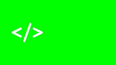 White program code sign isolated on the green background. Tag. Programming code Stock Footage 268176257