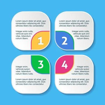 White progress squares for four steps and description イラスト素材