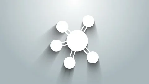 White Project team base icon isolated on grey background. Business analysis and Stock Footage 225772376
