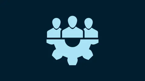 White Project team base icon isolated on blue background. Business analysis and Stock Footage 230008065