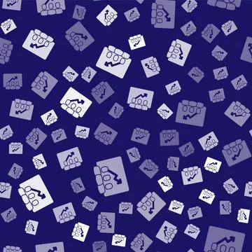 White Project team base icon isolated seamless pattern on blue background 스톡 일러스트