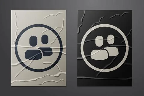 White Project team base icon isolated on crumpled paper background. Business Illustrazione stock