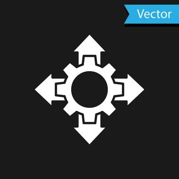 White Project team base icon isolated on black background. Business analysis and Stock Illustration