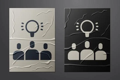 White Project team base icon isolated on crumpled paper background. Business Stock Illustration