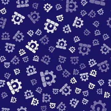White Project team base icon isolated seamless pattern on blue background Stock Illustration