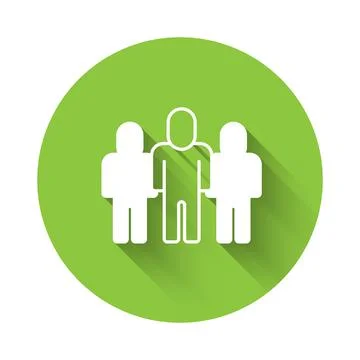 White Project team base icon isolated with long shadow background. Business.. Illustrazione stock