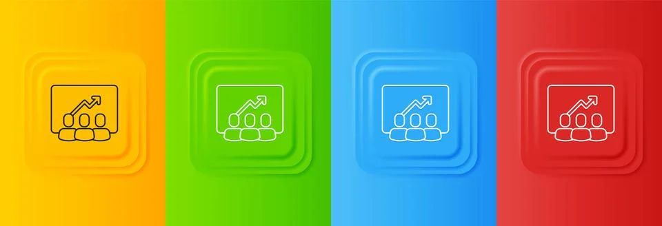 White Project team base icon isolated on colorful background. Business anal.. Illustrazione stock