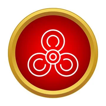 White propeller icon on red round button Stock Illustration