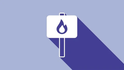 White Protest icon isolated on purple background. Meeting, protester, picket Stock Footage 155835956