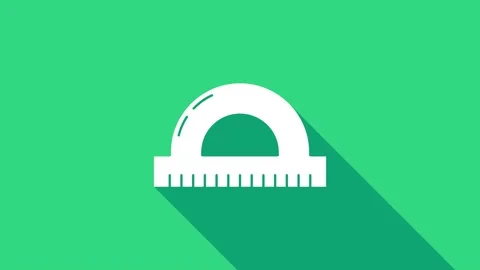 White Protractor grid for measuring degrees icon isolated on green background Video stock 146950894