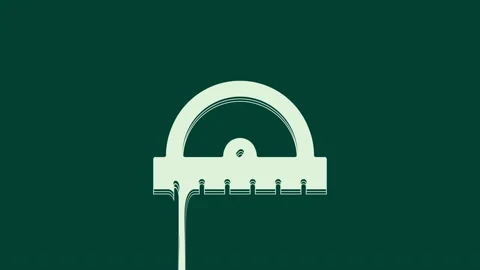 White Protractor grid for measuring degrees icon isolated on green background Video stock 235991353