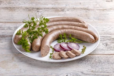 White pudding on plate Stock Photos