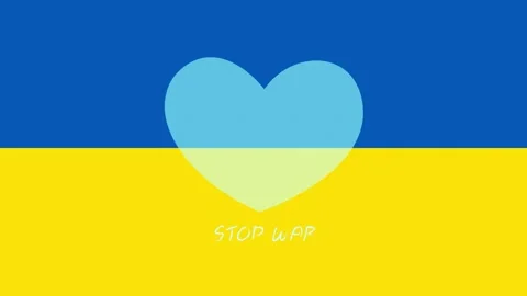 White pulsating heart on the background of the flag of Ukraine. Stop the war Stock Footage 171415564