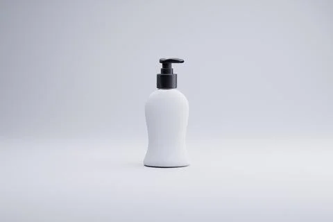 White pump bottle studio shot, clean background, packaging mockup Stock-Illustration