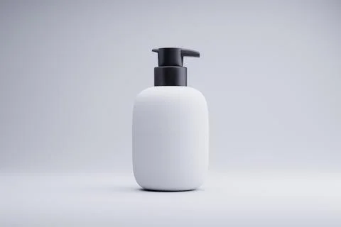 White pump bottle, studio shot, minimalist background, product mockup Stock Illustration