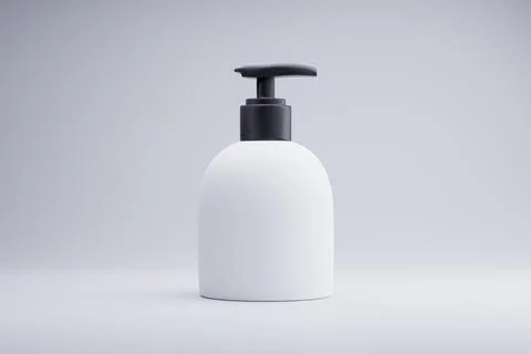 White pump bottle studio shot, clean background, product mockup Stock Illustration