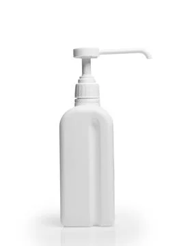 White Pump Dispenser Bottle Isolated on White Background Foto stock