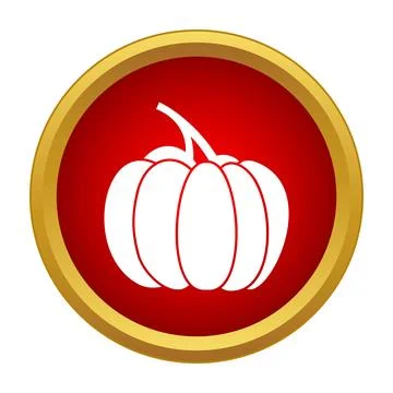 White pumpkin icon button for autumn halloween harvest Stock Illustration