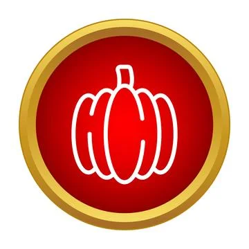 White pumpkin outline drawing on red button Stock Illustration