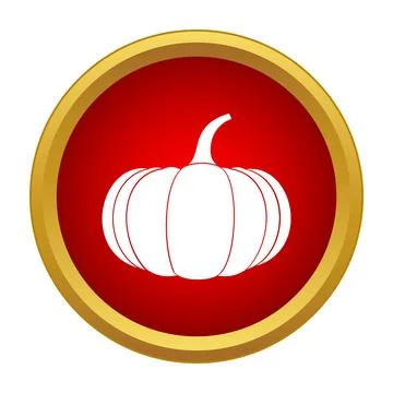 White pumpkin silhouette icon in red circle Stock Illustration