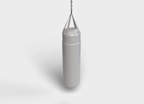 White punching bag on white backdrop, left view Stock Illustration