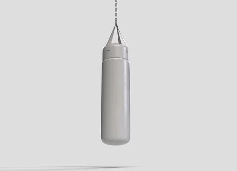 White punching bag on white backdrop, right view Stock Illustration