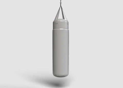 White punching bag on white backdrop Illustrazione stock