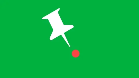 White pushpin with red dot floating in green screen environment for motion graph Stock Footage 346009985