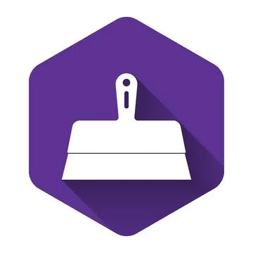White Putty knife icon isolated with long shadow. Spatula repair tool. Spackling Stock Illustration