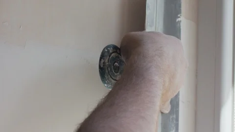 White putty on a window slope Video stock 94933052