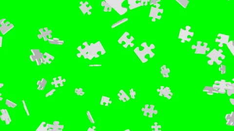 White puzzle pieces falling down - seamless loop, overlay, green screen Stock Footage 62732119