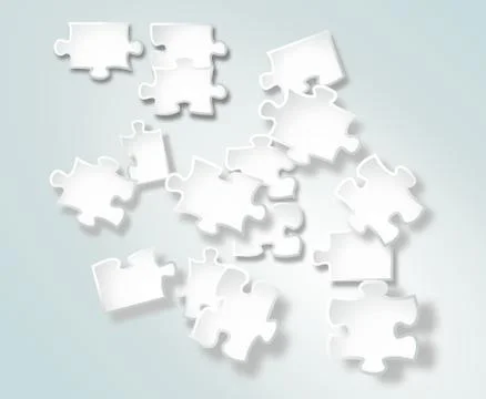 White puzzle pieces on gradient background Stock Illustration