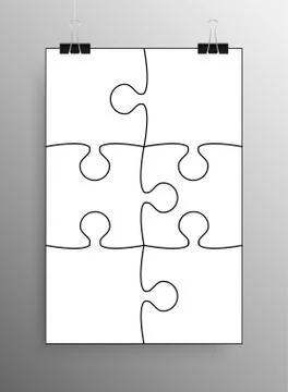 White Puzzle Pieces Jigsaw Vector Background. 스톡 일러스트