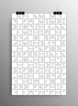 White Puzzle Pieces Jigsaw Vector Background. Stock Illustration