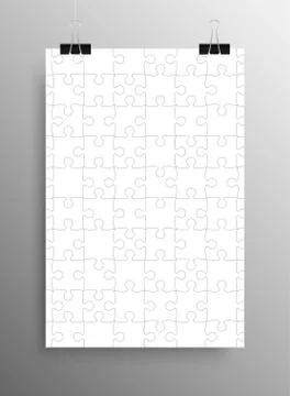 White Puzzle Pieces JigSaw Vector Illustration. Stock Illustration