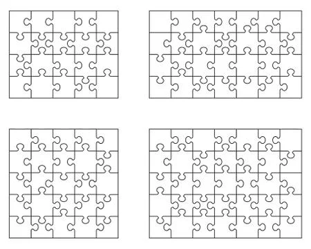 White puzzle, separate pieces Stock Illustration