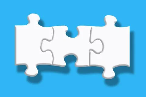 White puzzle with shadows on a blue background. Stock Illustration