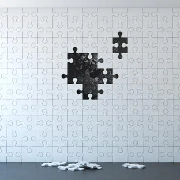 White puzzle wall without pieces 库存插图