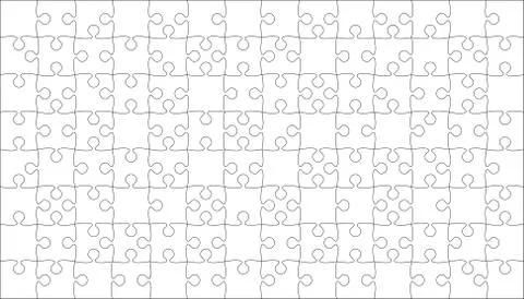 White Puzzles Pieces Jigsaw - Vector Background. Stock Illustration