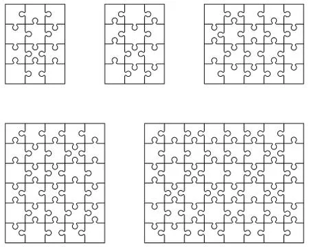 White puzzles, separate pieces Stock Illustration