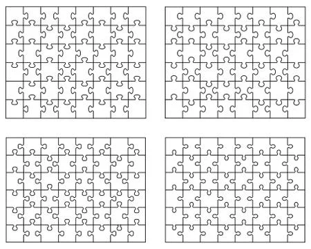 White puzzles, separate pieces Stock Illustration